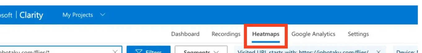 「Heatmaps」をクリックします