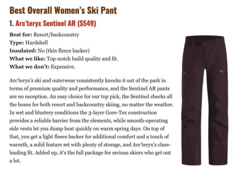 Best Woman's Ski Pants of 2022
