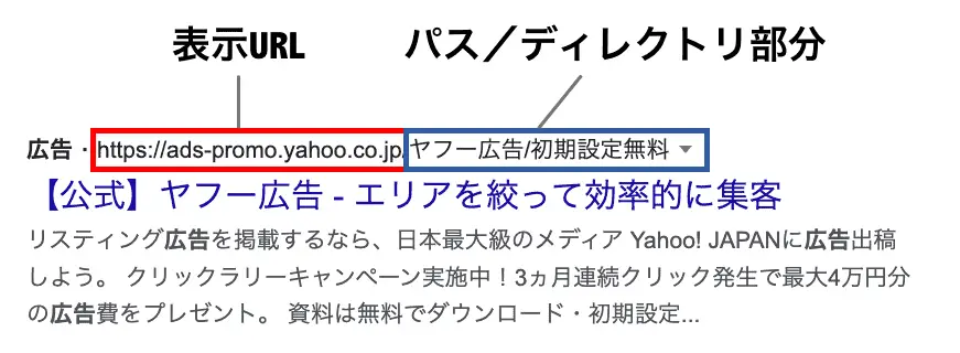 レスポンシブ検索広告の表示URL