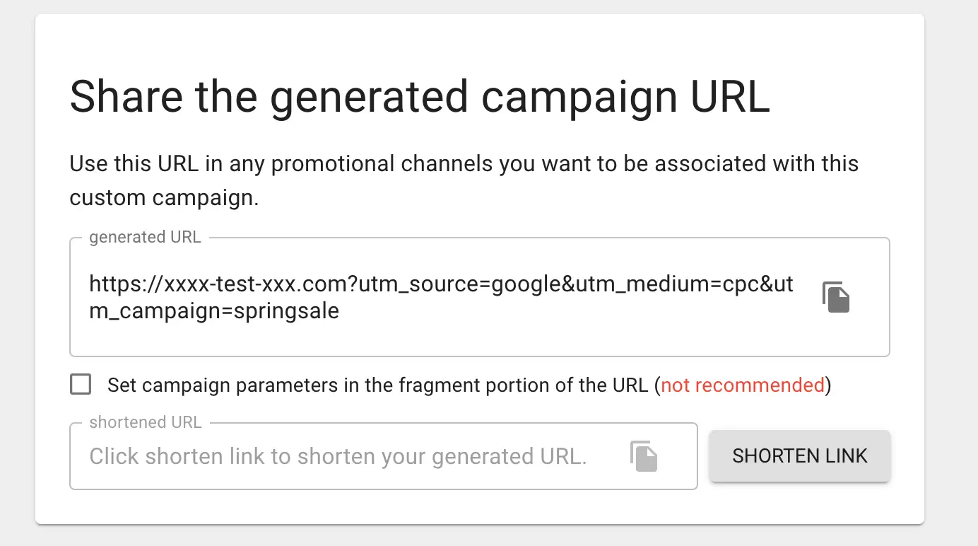 Share the generated campaign URL