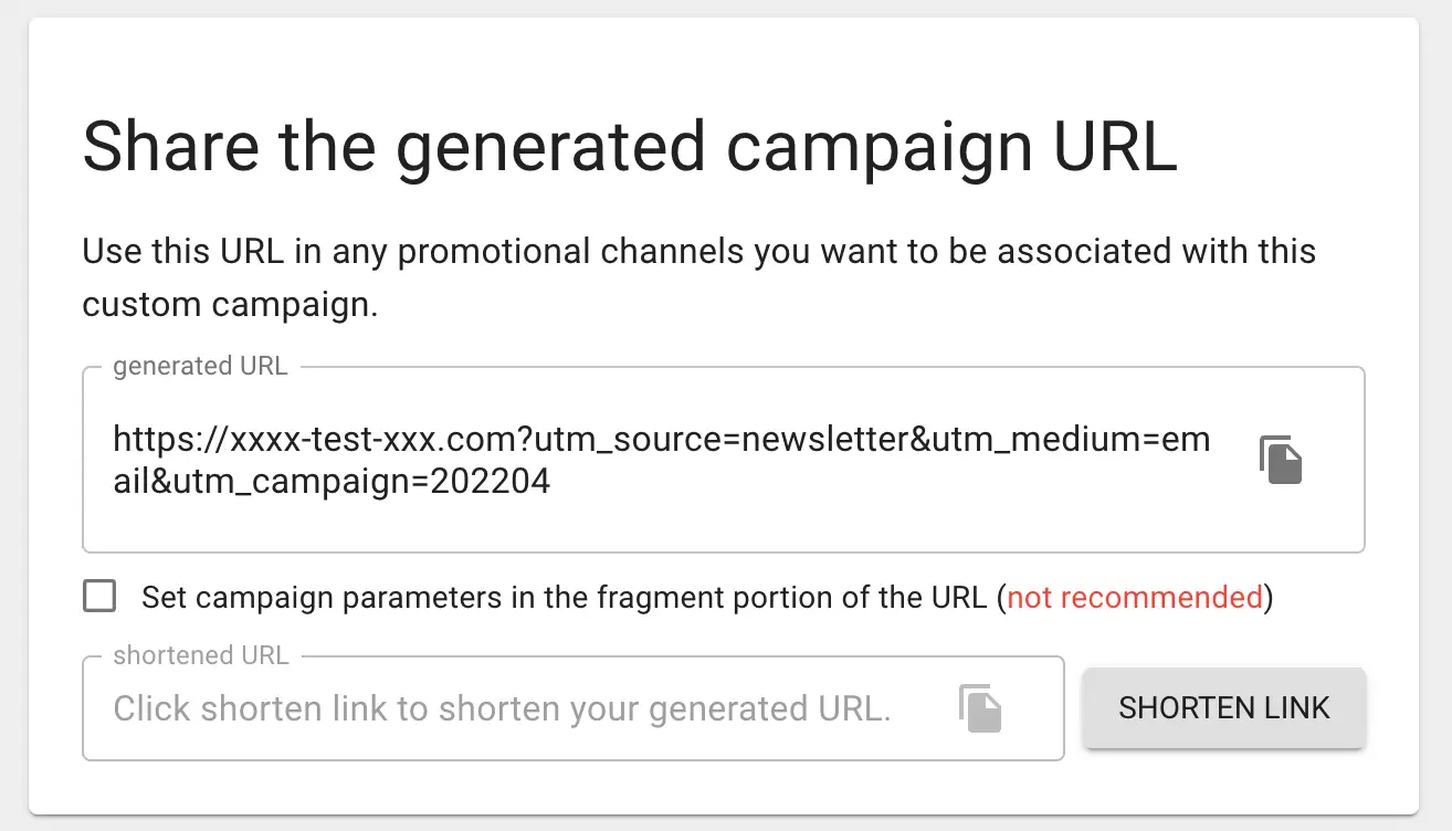 Share the generated campaign URL
