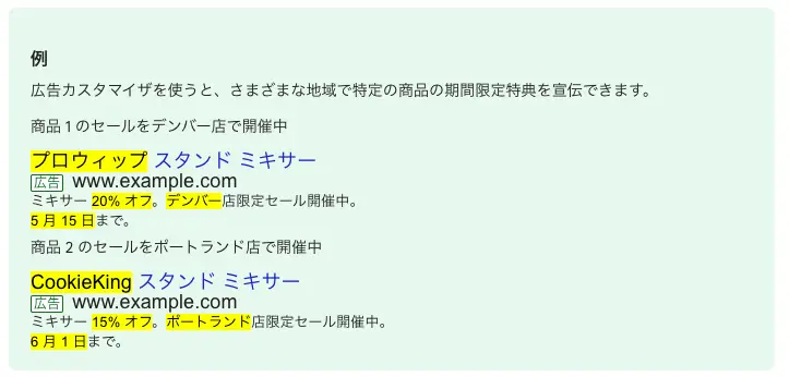 広告カスタマイザ