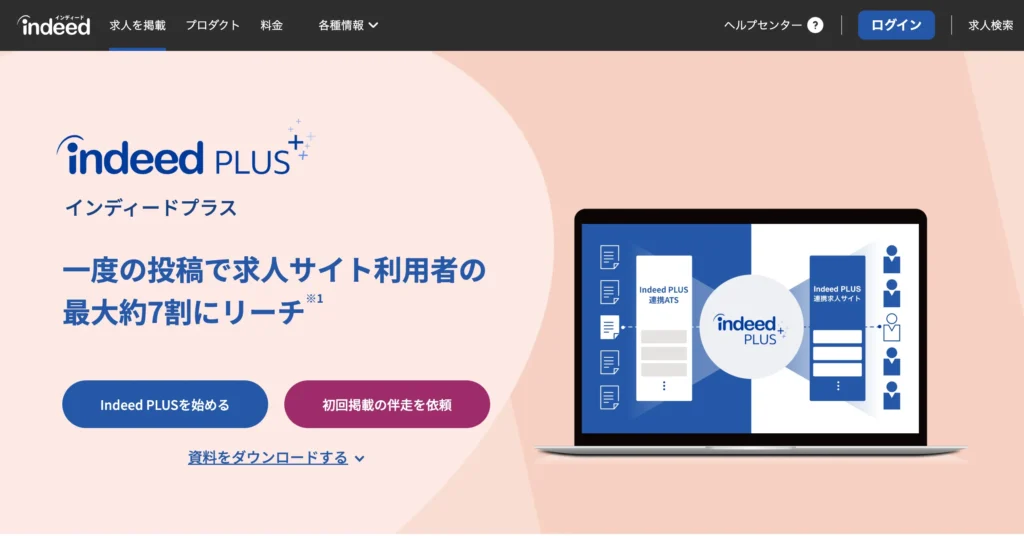 Indeed PLUSのトップページ